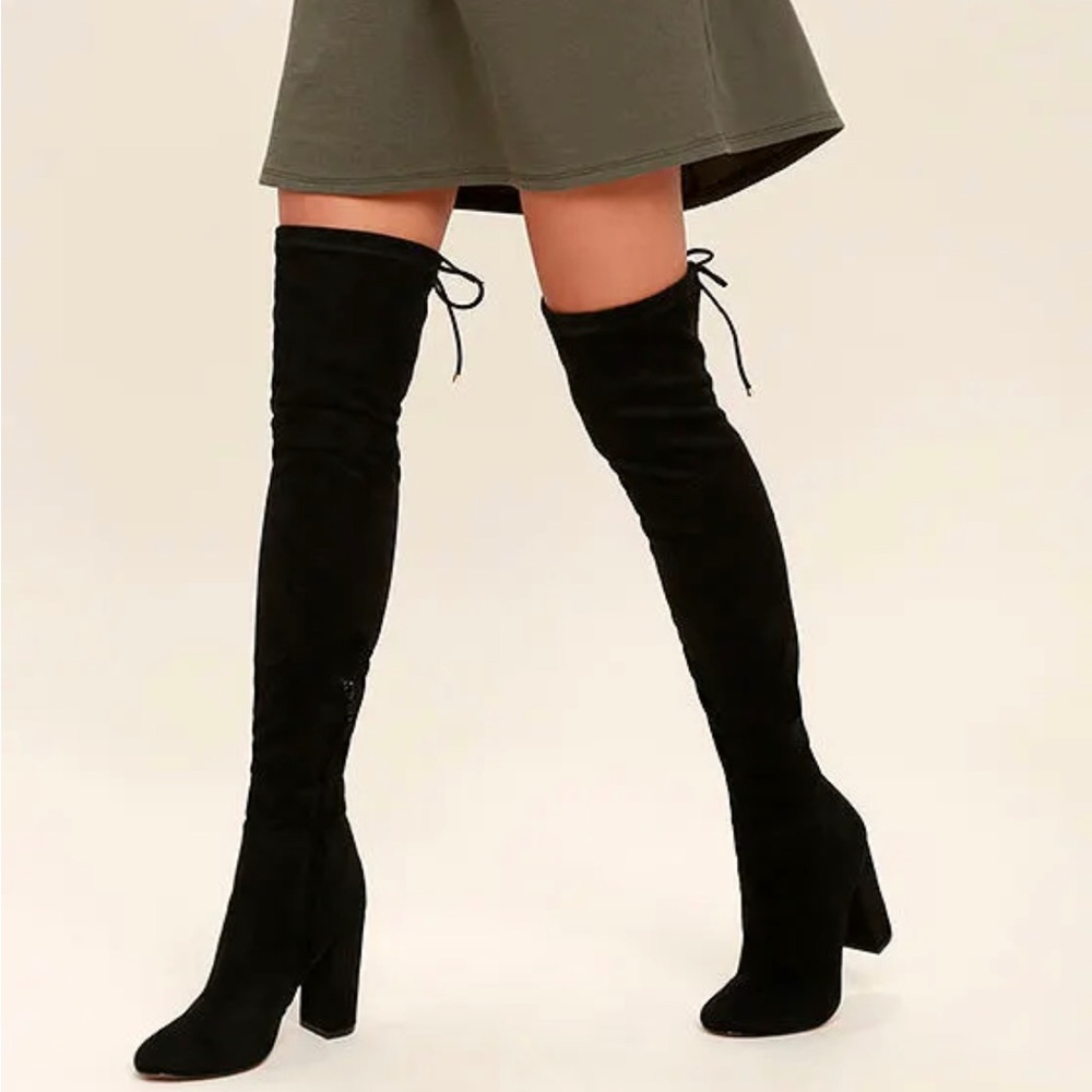 Siren over the knee boots - Black Suede - Size 6